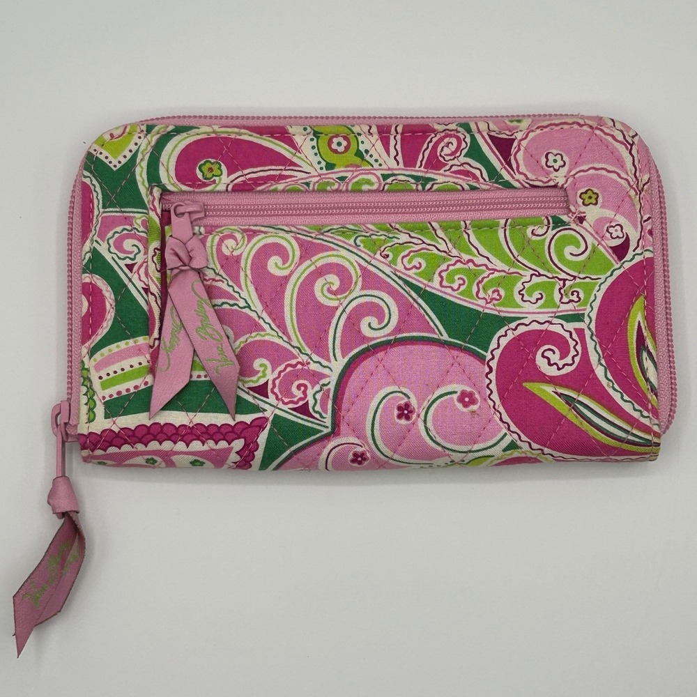BUNDLE Vera Bradley Zip Around Wallet and Matching‎ Eyeglass Holder Pink Paisley - Picture 5 of 16